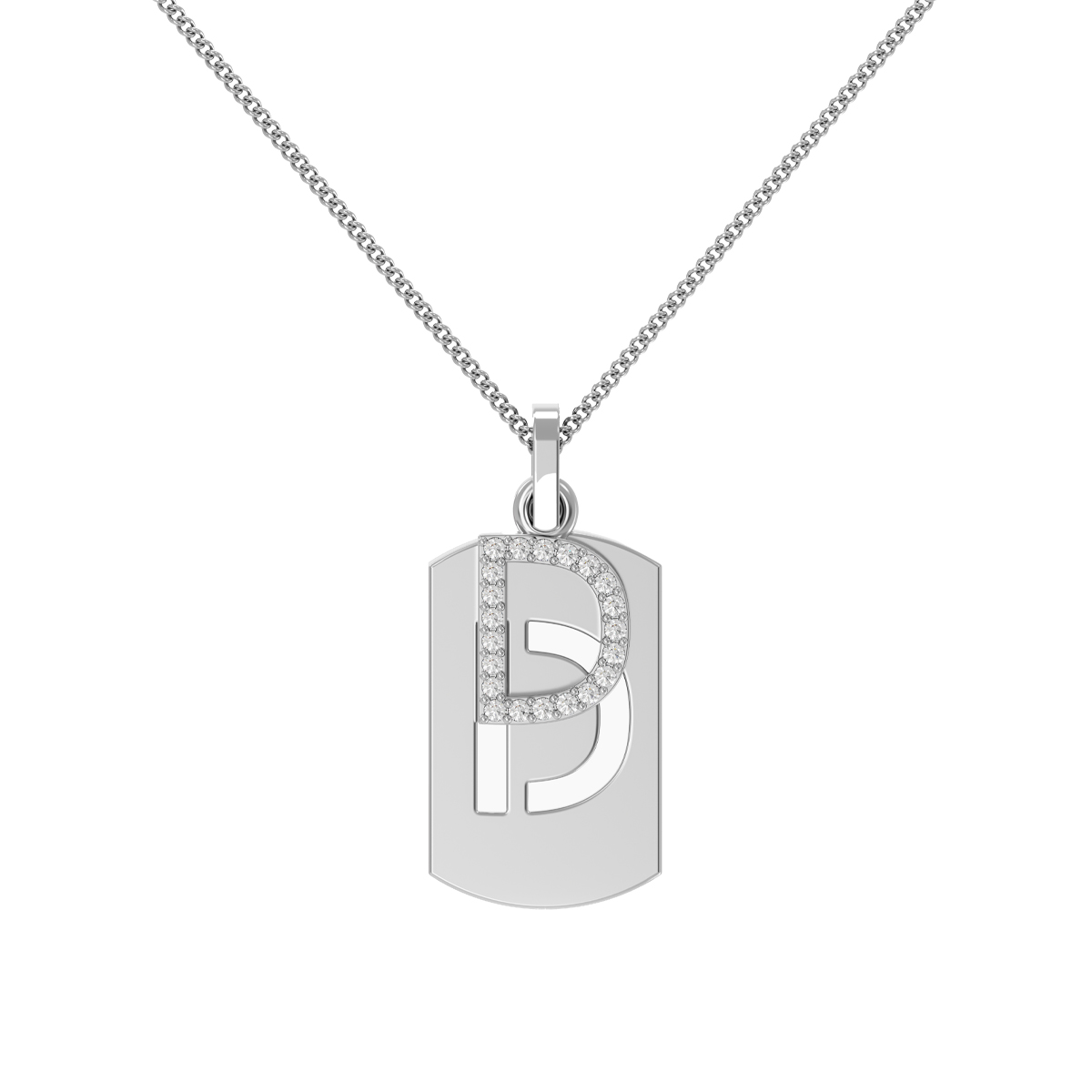 dog tag diamond initial/letter D Pendant