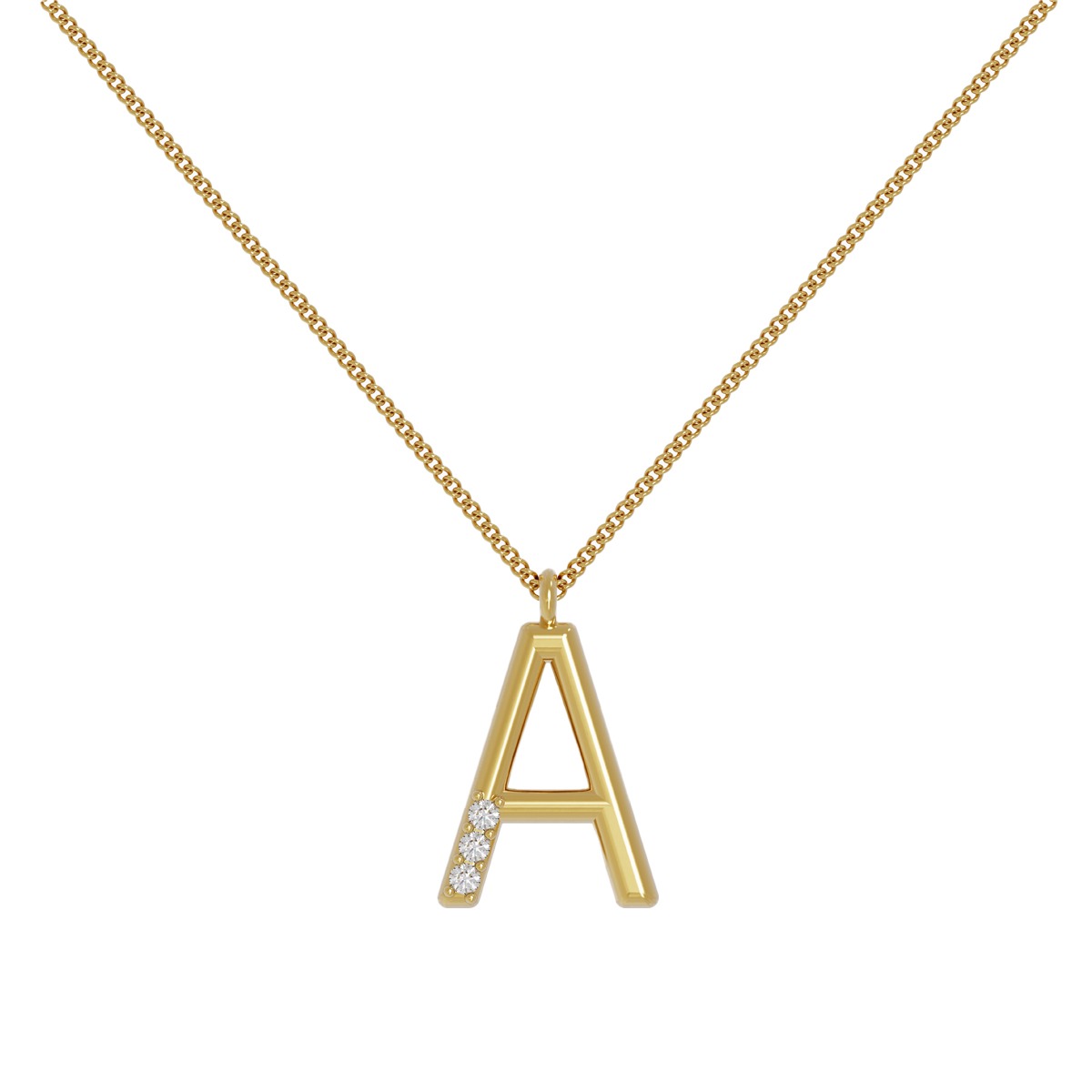 tri-diamond initial/letter A Pendant