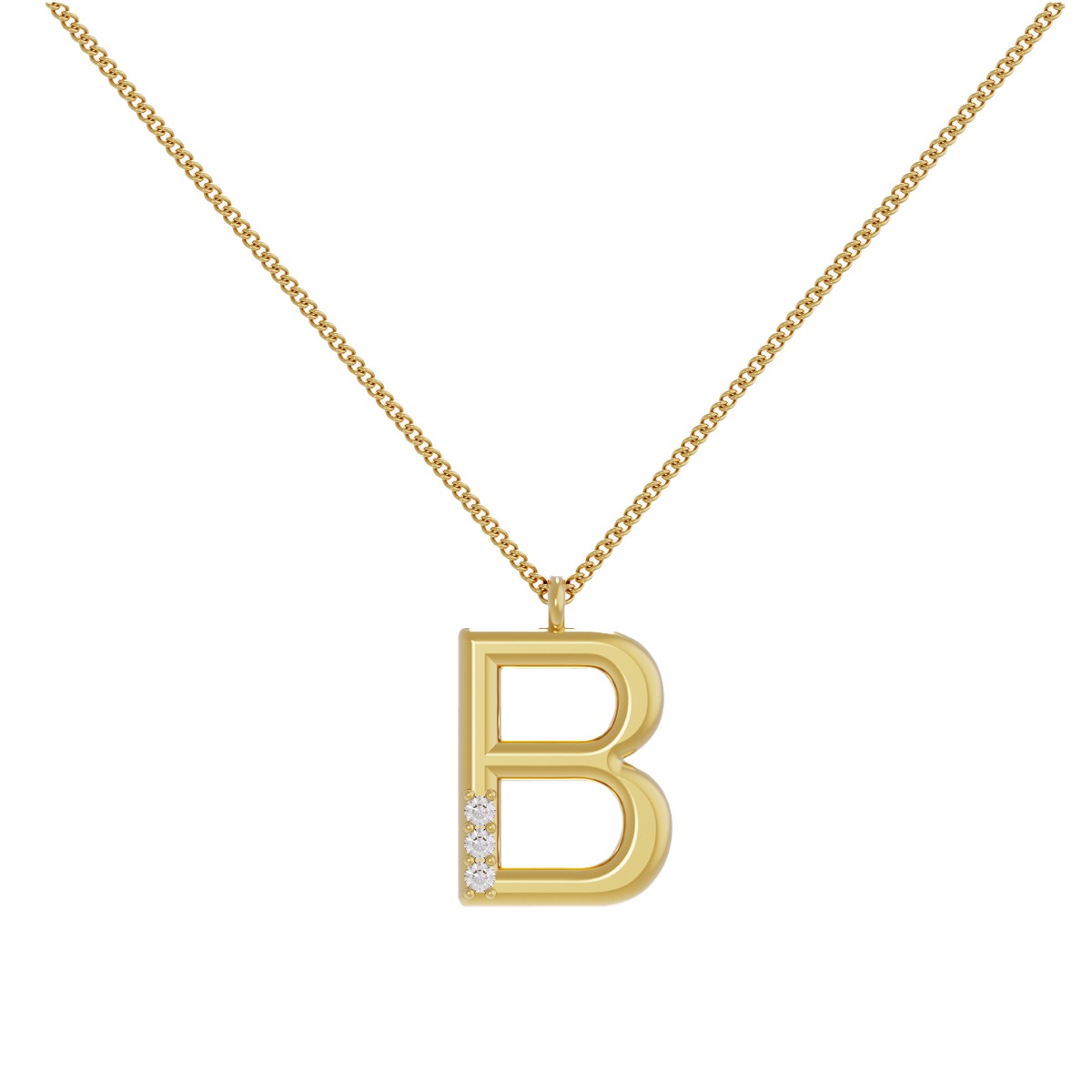 tri-diamond initial/letter B pendant