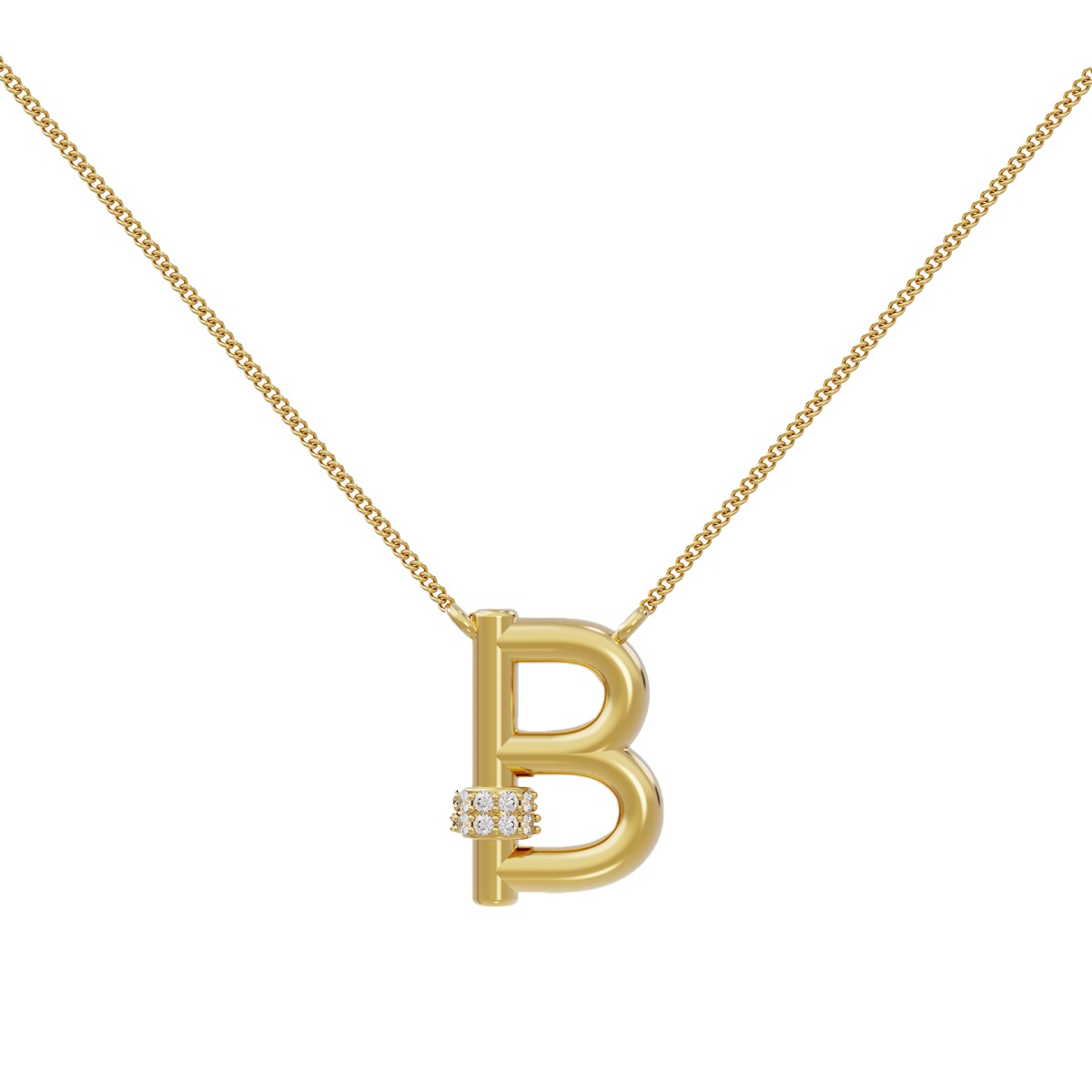 diamond cluster initial/letter B pendant